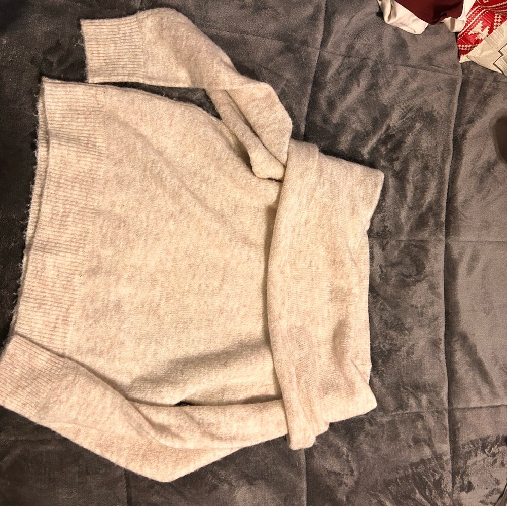 Divided Off-the-Shoulder Cream Sweater